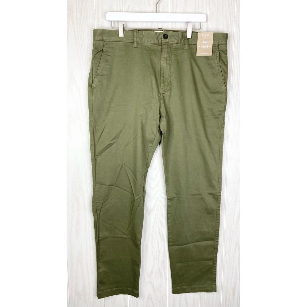 Madewell Men's Olive Green Straight Leg Penn Slim Chino Pants Size 36×30 NWT